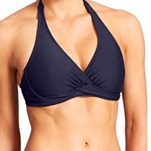 Athleta Tara Halter Bikini Top Navy Dress Blue | 34 B/C - Picture 1 of 9